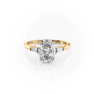 1.50-3.50 CT Oval  Lab Grown Diamond Three Stone Engagement Ring