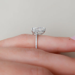 1.50 CT Pear E/VS1 CVD Diamond Hidden Halo Engagement Ring With Pave Setting - violetjewels