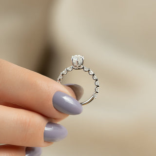 3 to 7 carat marquise CVD diamond ring with hidden halo and pave setting.