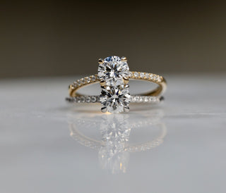 0.85 Carat Round CVD Diamond Engagement Ring with Elegant Pave Band – E Color, VS1 Clarity, Lab-Grown Brilliance