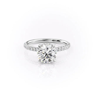 1.50 CT - 3.50 CT Round F/VS1 CVD Diamond Hidden Halo Engagement Ring With Pave Setting - violetjewels