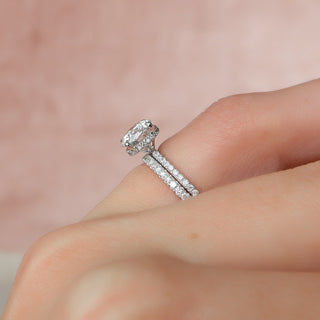 1.50 CT - 3.50 CT Round F/VS1 CVD Diamond Hidden Halo Engagement Ring With Pave Setting - violetjewels