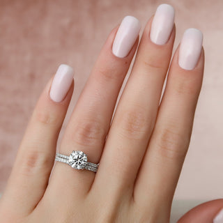 1.50 CT - 3.50 CT Round F/VS1 CVD Diamond Hidden Halo Engagement Ring With Pave Setting - violetjewels