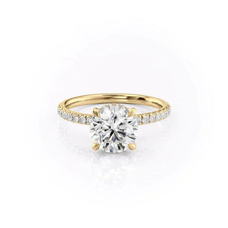 Round CVD Diamond Engagement Ring with Hidden Halo & Pave Setting – 1.50 to 3.50 CT Lab-Grown Diamond Sparkle