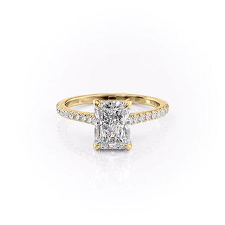 1.0–3.0 CT Radiant Cut CVD Diamond Engagement Ring with Hidden Halo and Pave Setting – Lab-Grown Diamond Ring