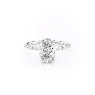 1.50 CT-3.50 CT Oval E/VS1 CVD Diamond Hidden Halo Engagement Ring With Pave Setting - violetjewels