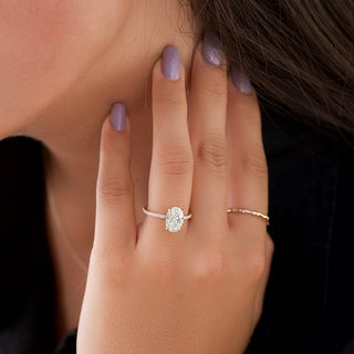 1.50–3.50 CT Oval CVD Diamond Engagement Ring with Hidden Halo and Pave – Lab-Grown Diamond Ring with Elegant Design