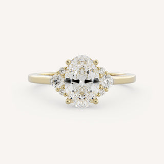 1.30 CT - 3.50 CT Oval Cluster Engagement Ring