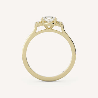 1.30 CT - 3.50 CT Oval Cluster Engagement Ring