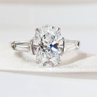3.0 CT Oval   Lab Grown  Diamond Three Stone Style Engagement Ring