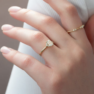 1.50 CT-3.50 CT Emerald  Lab Grown Diamond Cluster Engagement Ring