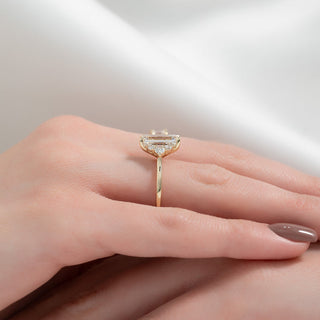 1.50 CT-3.50 CT Emerald  Lab Grown Diamond Cluster Engagement Ring