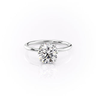 1.50 CT Round E/VS1 CVD Diamond Hidden Halo Engagement Ring - violetjewels