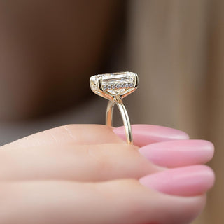 1.0-3.0 CT Radiant  Lab Grown Diamond Hidden Halo Engagement Ring