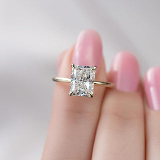 1.0-3.0 CT Radiant  Lab Grown Diamond Hidden Halo Engagement Ring