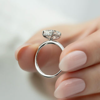 1.0-3.0 CT Radiant  Lab Grown Diamond Hidden Halo Engagement Ring