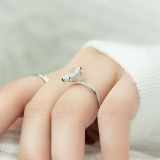 1.0-3.0 CT Radiant  Lab Grown Diamond Hidden Halo Engagement Ring