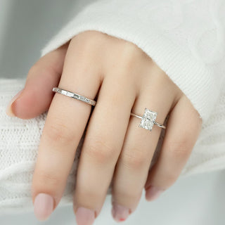 1.0-3.0 CT Radiant  Lab Grown Diamond Hidden Halo Engagement Ring