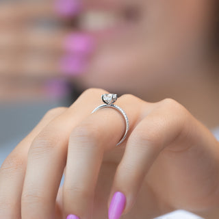 1.0-3.0 CT Cushion  Lab Grown Diamond Hidden Halo & Pave Engagement Ring