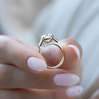 1.50-3.50 CT Cushion  Lab Grown Diamond Three Stone Engagement Ring