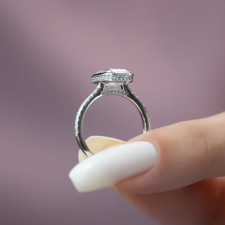 150-3.50 CT Emerald  Lab Grown Diamond Bezel Soliaire Engagement Ring