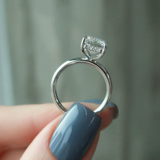 1.0 -3.0 CT Emerald  Lab Grown Diamond Hidden Halo Engagement Ring