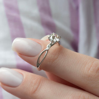 1.0 -3.0 CT Round  Lab Grown Diamond Twig Engagement Ring