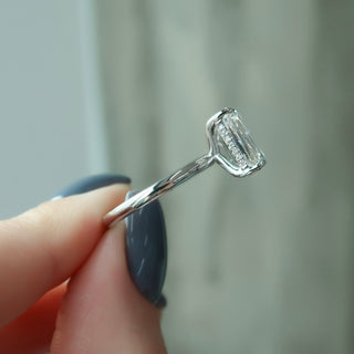 1.0 -3.0 CT Emerald  Lab Grown Diamond Hidden Halo Engagement Ring