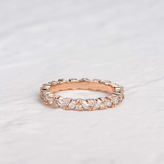 0.4 CT Round And Marquise Alternative Moissanite Wedding Band - violetjewels