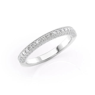 Vintage wedding band with round diamonds – antique-inspired design with intricate details
