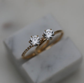 0.75 Carat Round CVD Diamond Engagement Ring with Pave Setting – E Color, VS1 Clarity, Lab-Grown Sparkle