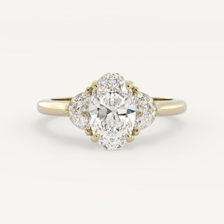 1.50 CT - 3.50 CT Oval Three stone Engagement Ring
