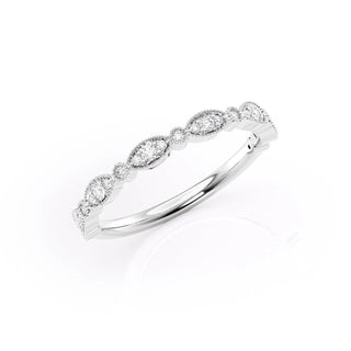 Round diamond milgrain wedding band – vintage-inspired with intricate detailing