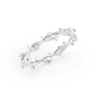 Round diamond twig wedding band – delicate nature-inspired design with organic charm