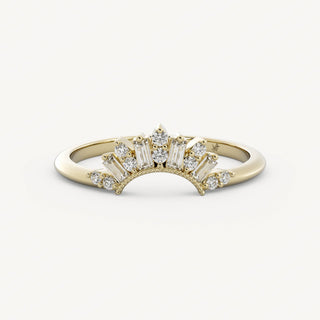 0.20 TCW Baguette & Round Crown Style Diamond Wedding Band