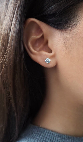 0.5 CT Round Solitaire G/VVS Lab Grown Diamond Earrings - violetjewels