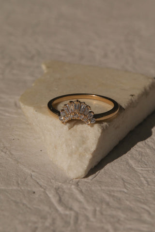 0.25 TCW Baguette & Round Crown Style Diamond Wedding Band