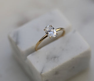 0.91 CT Oval Solitaire CVD E/VVS2 Diamond Engagement Ring - violetjewels