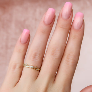 Round diamond twig wedding band – delicate nature-inspired design with organic charm