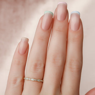 Round diamond milgrain wedding band – vintage-inspired with intricate detailing