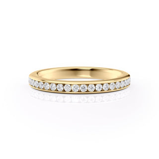 Half eternity wedding band with round diamonds – classic and elegant sparkle