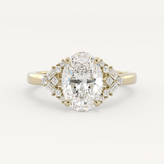1.0 CT - 3.0 CT Oval Cluster Engagement Ring