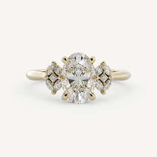 1.30 CT - 3.50 CT Oval Three Stone Engagement Ring