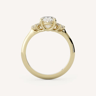 1.30 CT - 3.50 CT Oval Three Stone Engagement Ring
