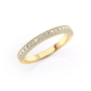 Vintage wedding band with round diamonds – antique-inspired design with intricate details