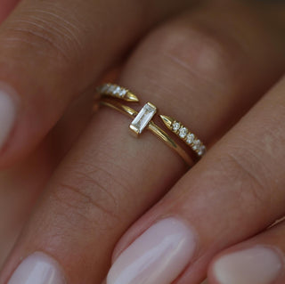 0.11 CT Baguette Solitaire CVD E/VS1 Diamond Engagement Ring - violetjewels