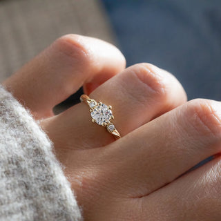 0.90-3.0CT Cushion  Lab Grown Diamond Three Stone Style Engagement Ring