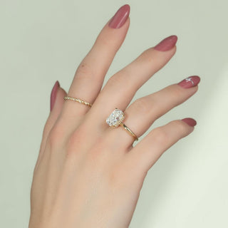 2.5-4.5 CT Elongated cushion CVD Diamond Hidden Halo Setting Engagement Ring