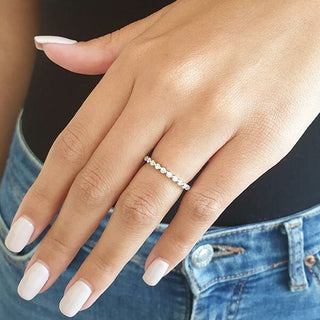 1.0 TCW Round Cut Full Eternity Moissanite Wedding Band - violetjewels