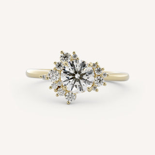 1.0 CT - 3.0 CT Round Diamond Cluster Engagement Ring